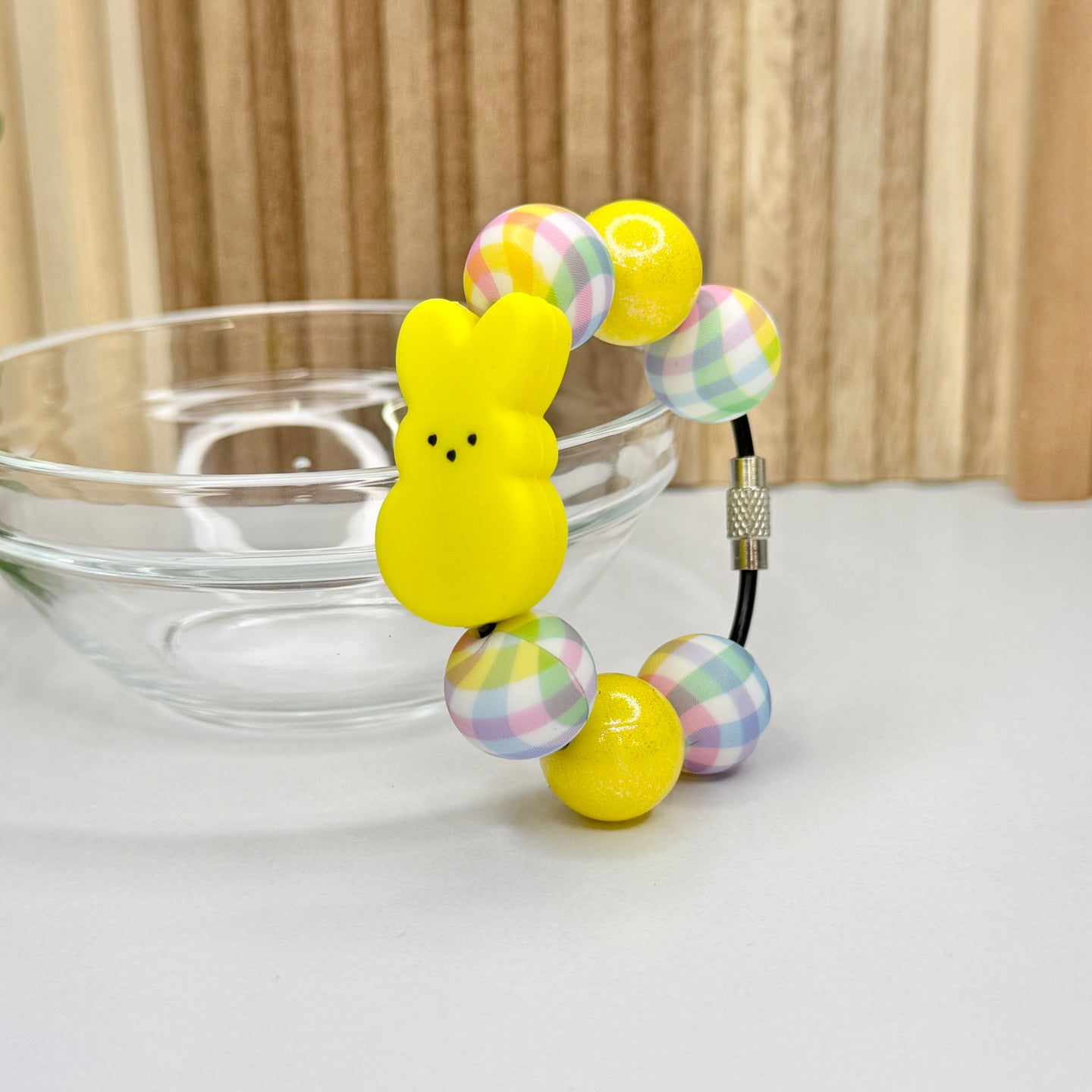 Yellow Peep Plaid Cup Charm